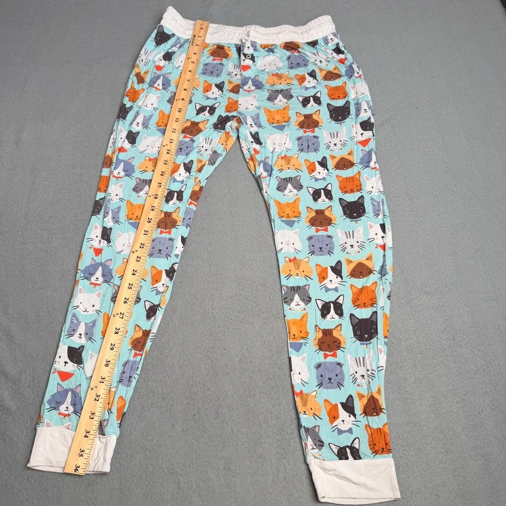 Little Sleepies Cool Cats Bamboo Viscose Pajama Set Womens Medium Blue Henley LS - Picture 10 of 13